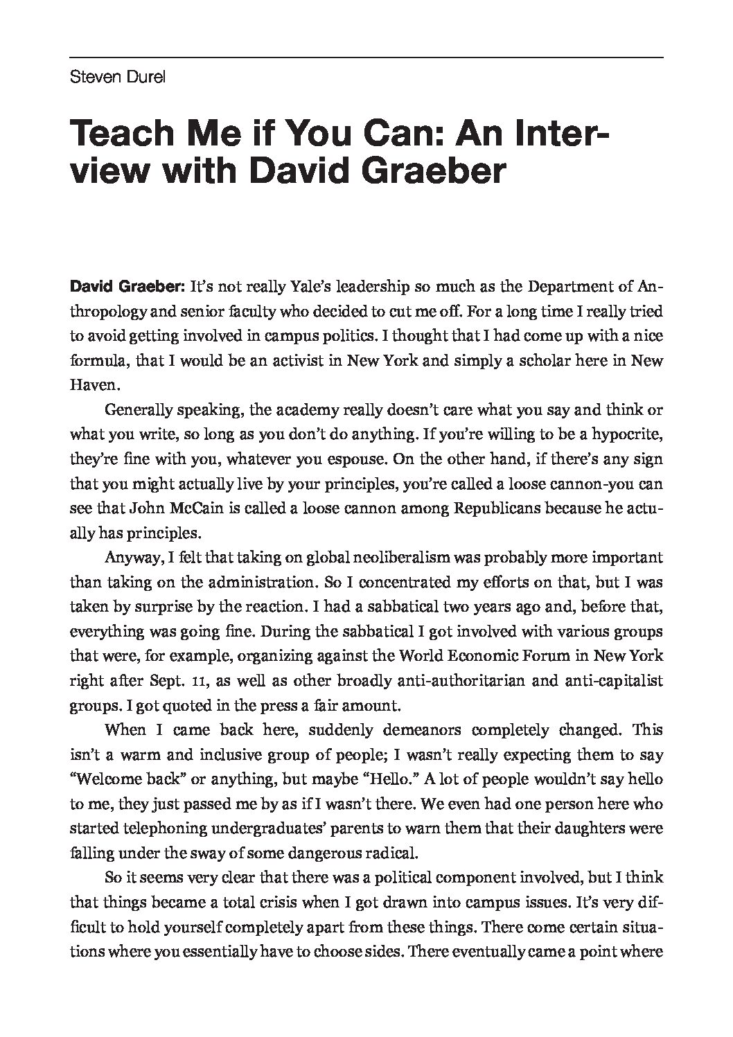 Teach Me If You Can: An Interview With David Graeber - David Graeber